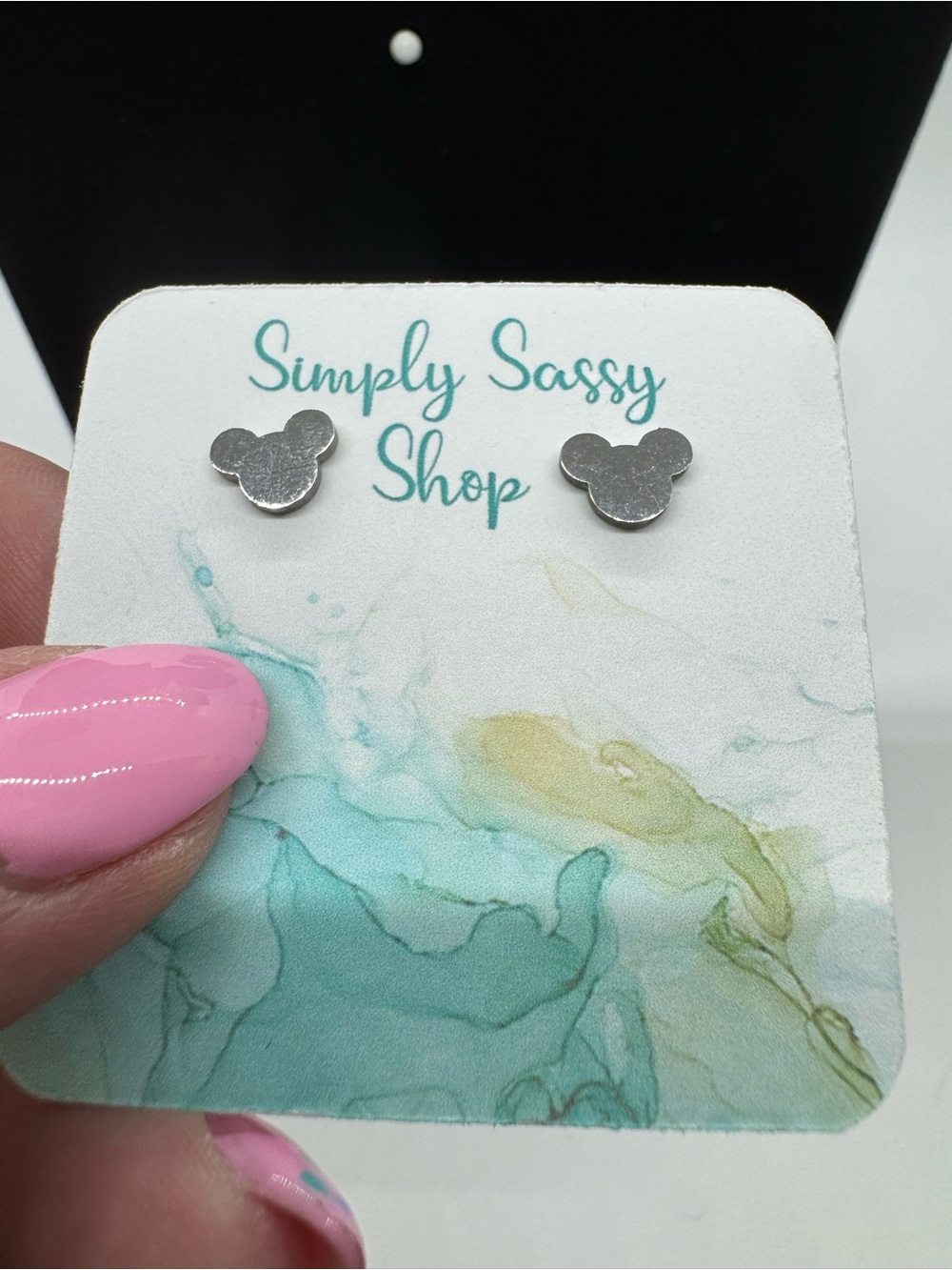 Mickey Mouse Stainless Steel Stud Earrings Silver